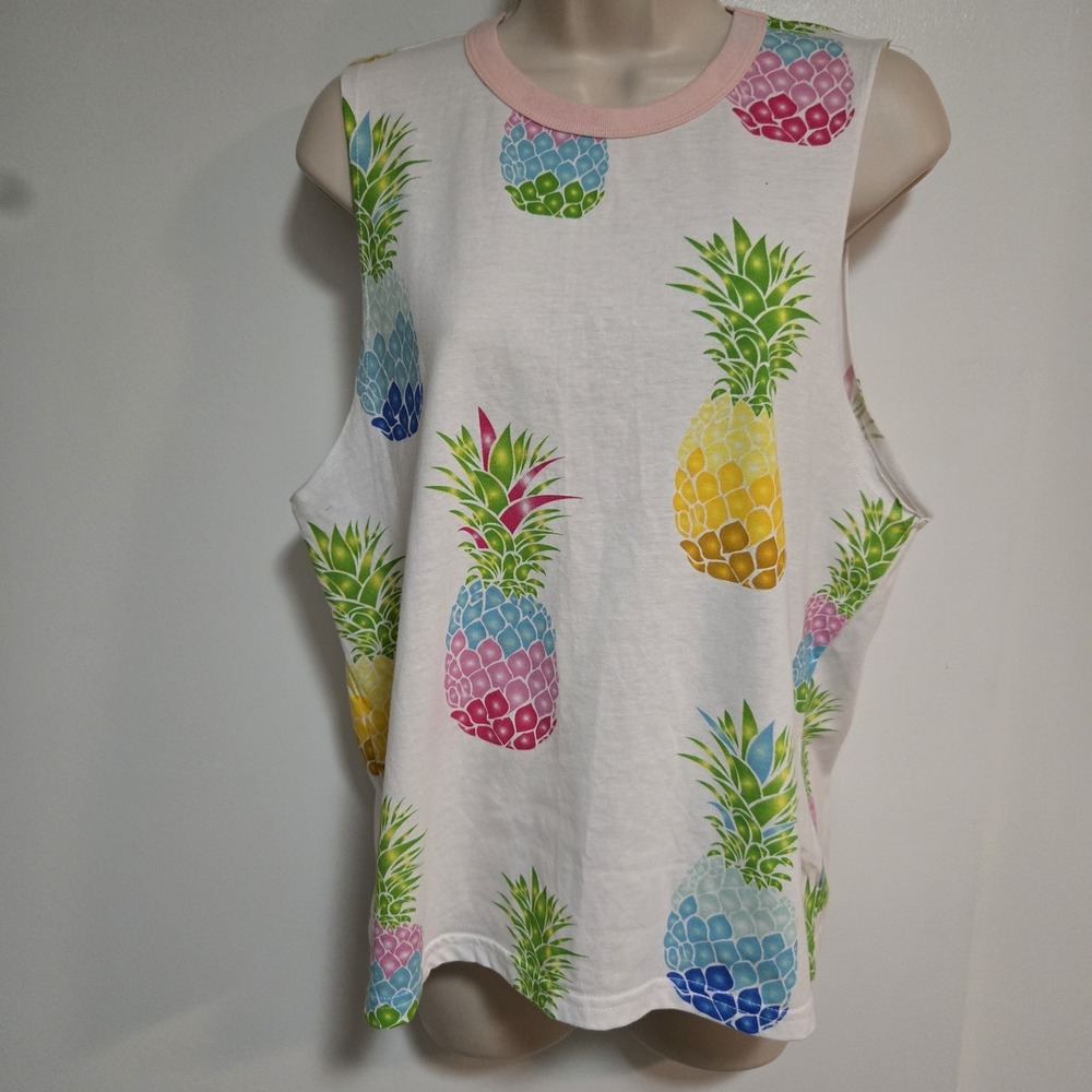 Sweet Treats Size S Colorful Pineapple Print Top Sleeveless Tank Top EUC‎